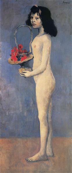 Pablo Picasso Oil Paintings Young Naked Girl With Flower Basket